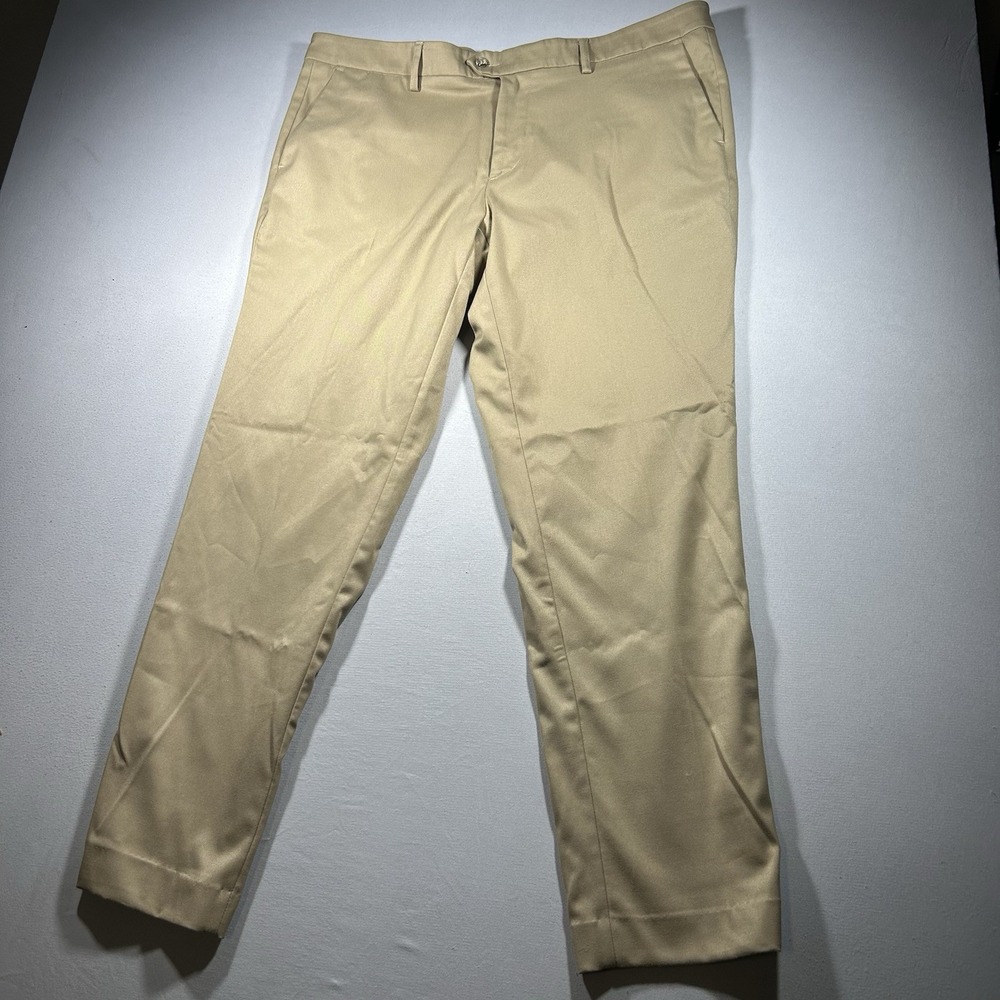 Mizzen+Main Mens 38x32 Khaki Flat Front Chino Dress Pants Stretch USA